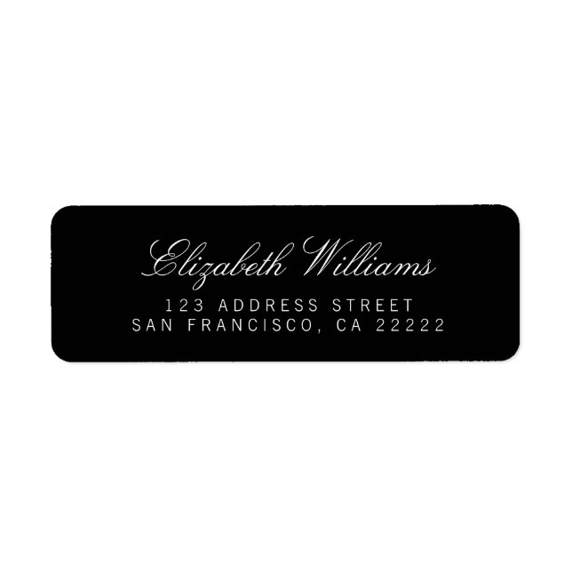 Elegant Black Simple Return Address Labels (Front)
