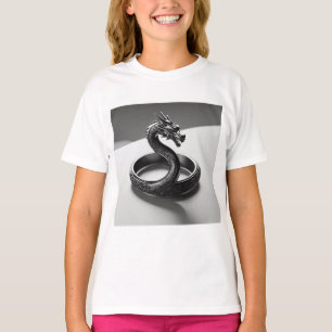Elegant Black Snake Graphic T-Shirt for Girls
