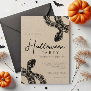 Elegant Black Snakes Halloween Party Invitation