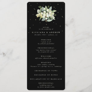 Elegant Black Snowberry+Eucalyptus Bouquet Wedding Programme