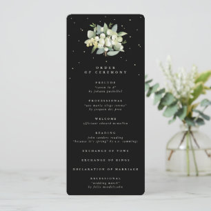 Elegant Black Snowberry+Eucalyptus Bouquet Wedding Programme