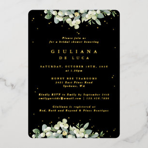 Elegant Black Snowberry+Eucalyptus Bridal Shower