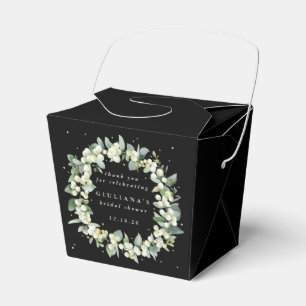 Elegant Black Snowberry+Eucalyptus Bridal Shower Favour Box