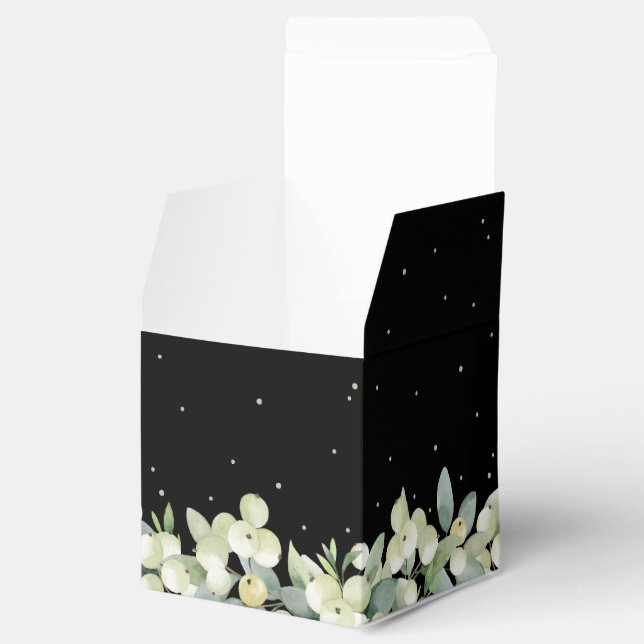 Elegant Black Snowberry+Eucalyptus Bridal Shower Favour Box (Opened)