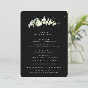 Elegant Black Snowberry+Eucalyptus Stem Wedding Programme