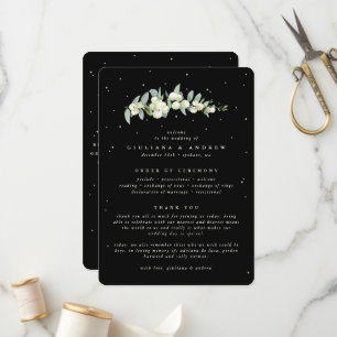 Elegant Black Snowberry+Eucalyptus Stem Wedding Programme