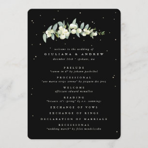 Elegant Black Snowberry+Eucalyptus Stem Wedding Programme