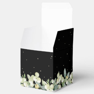 Elegant Black Snowberry+Eucalyptus Winter Wedding Favour Box