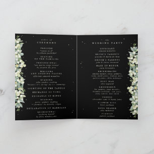 Elegant Black Snowberry+Eucalyptus Winter Wedding Programme