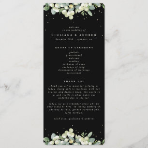 Elegant Black Snowberry+Eucalyptus Winter Wedding Programme