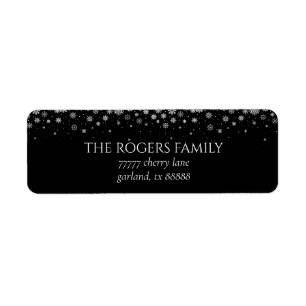 Elegant Black Snowflake Winter Return Address