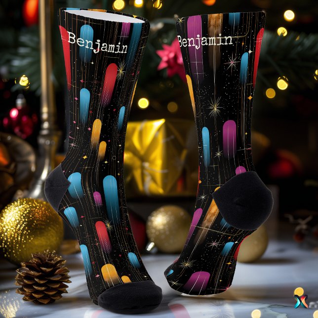 Elegant Black Socks with Starry Colour Accents (Creator Uploaded)