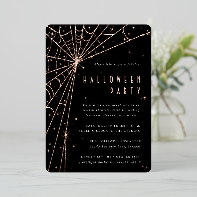 Elegant Black Spider Web Halloween Party (Standing Front)