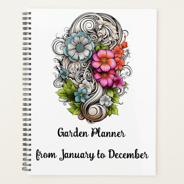  Elegant Black Spiral Garden Plan Planner (Front)