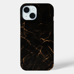 Elegant Black Stone Marble Pattern iPhone 15 Case