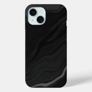 Elegant Black Stone Marble Pattern iPhone 15 Case