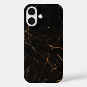 Elegant Black Stone Marble Pattern iPhone 16 Case