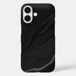 Elegant Black Stone Marble Pattern iPhone 16 Case