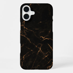 Elegant Black Stone Marble Pattern iPhone 16 Plus Case