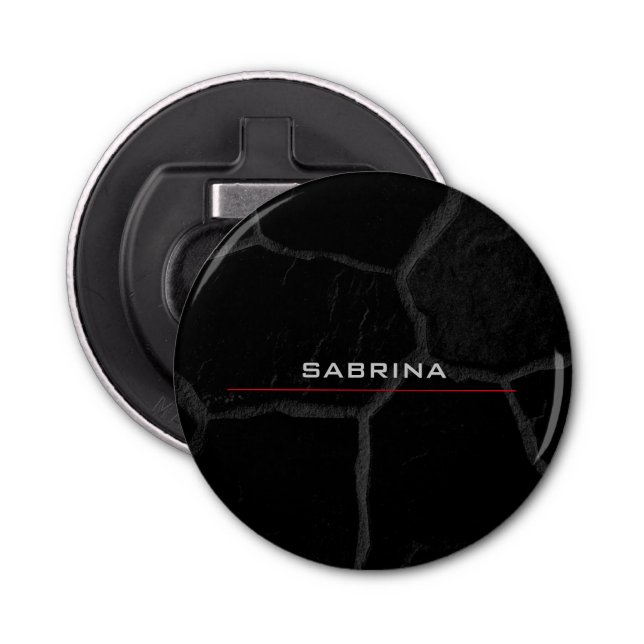 Elegant Black Stone Minimalist Stylish Modern Bottle Opener (Front)