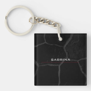 Elegant Black Stone Minimalist Stylish Modern Key Ring