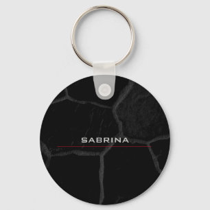 Elegant Black Stone Minimalist Stylish Modern Key Ring