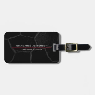 Elegant Black Stone Minimalist Stylish Modern Luggage Tag