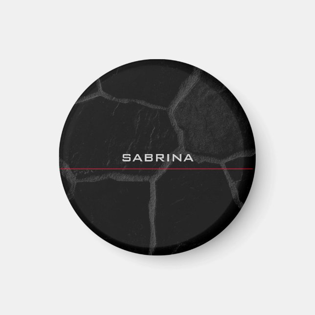 Elegant Black Stone Minimalist Stylish Modern Magnet (Front)