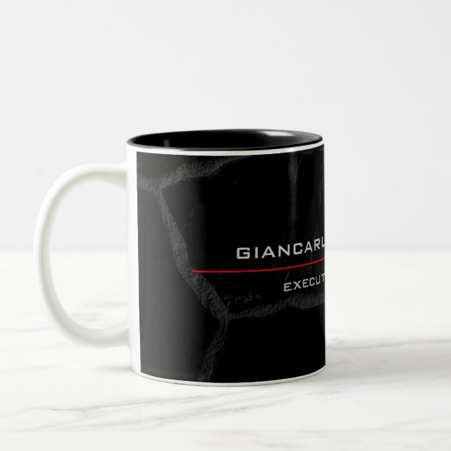 Elegant Black Stone Minimalist Stylish Modern Two-Tone Coffee Mug (Left)