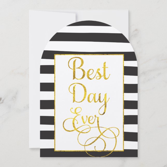 Elegant Black Stripe with Gold Elements Wedding Invitation (Back)