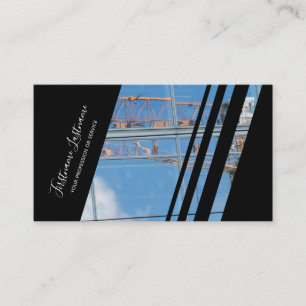 Elegant black stripes glass facade office building business card