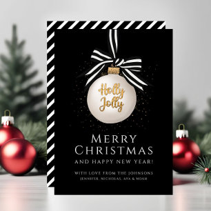 Elegant Black Stripes Merry Christmas Holiday Card