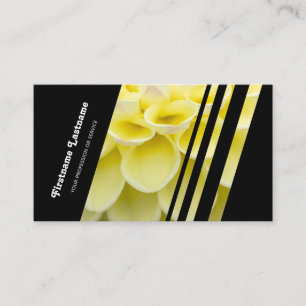 Elegant black stripes yellow flower dahlia florist business card