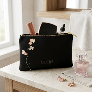  Elegant Black Stylish Floral Boho Cute  Accessory Pouch