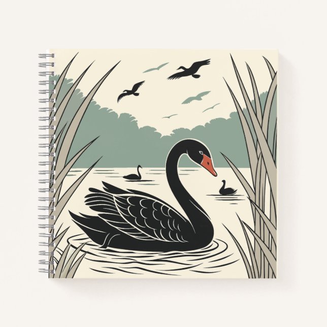 Elegant Black Swan Notebook (Front)
