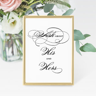 Elegant Black Swash Ask About His and Hers Sign