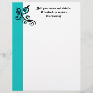Elegant black swirl on turquoise