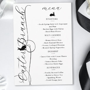 Elegant Black Swirls And Bunnies Easter Brunch Menu
