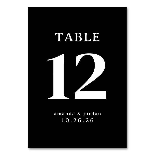 Elegant Black Table Number (Front)