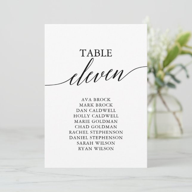 Elegant Black Table Number 11 Seating Chart (Standing Front)