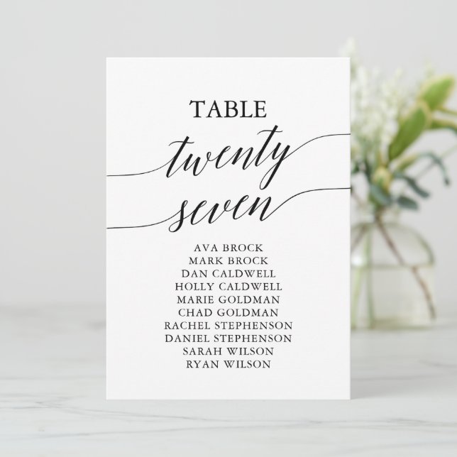 Elegant Black Table Number 27 Seating Chart (Standing Front)