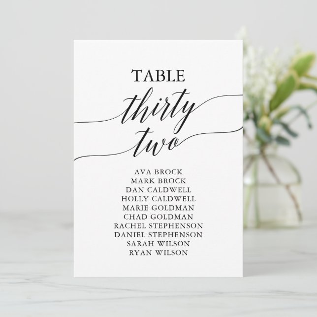 Elegant Black Table Number 32 Seating Chart (Standing Front)