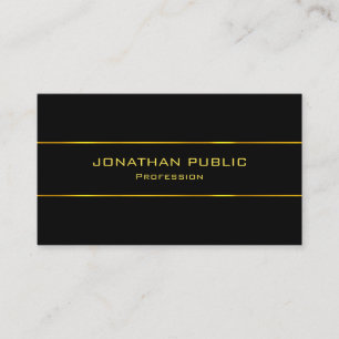 Elegant Black Template Gold Text Stylish Modern Business Card