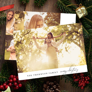 Elegant Black Text MERRY CHRISTMAS Photo Collage Holiday Card