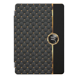Elegant Black Texture and Gold Pattern - Monogram iPad Pro Cover