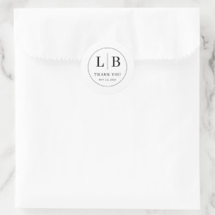 Elegant Black Thank You Circle Classic Round Sticker