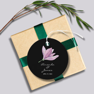 Elegant Black Thank You Floral Favour Tags