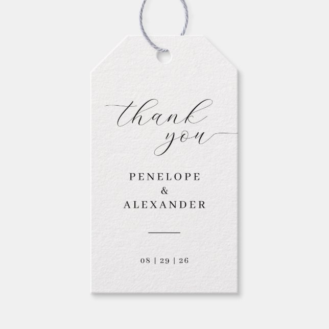Elegant Black Thank You Tag (Front)