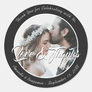 Elegant Black Thank You Wedding Photo Stickers