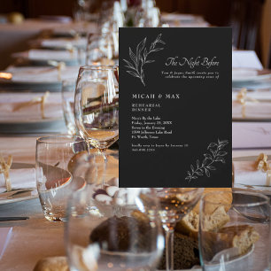 Elegant Black The Night Before Wedding Rehearsal  Invitation